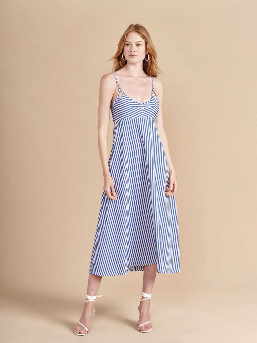La Ligne Portia Stripe Maxi Sundress In Cobalt Multi Size Xl New Summer Nautical